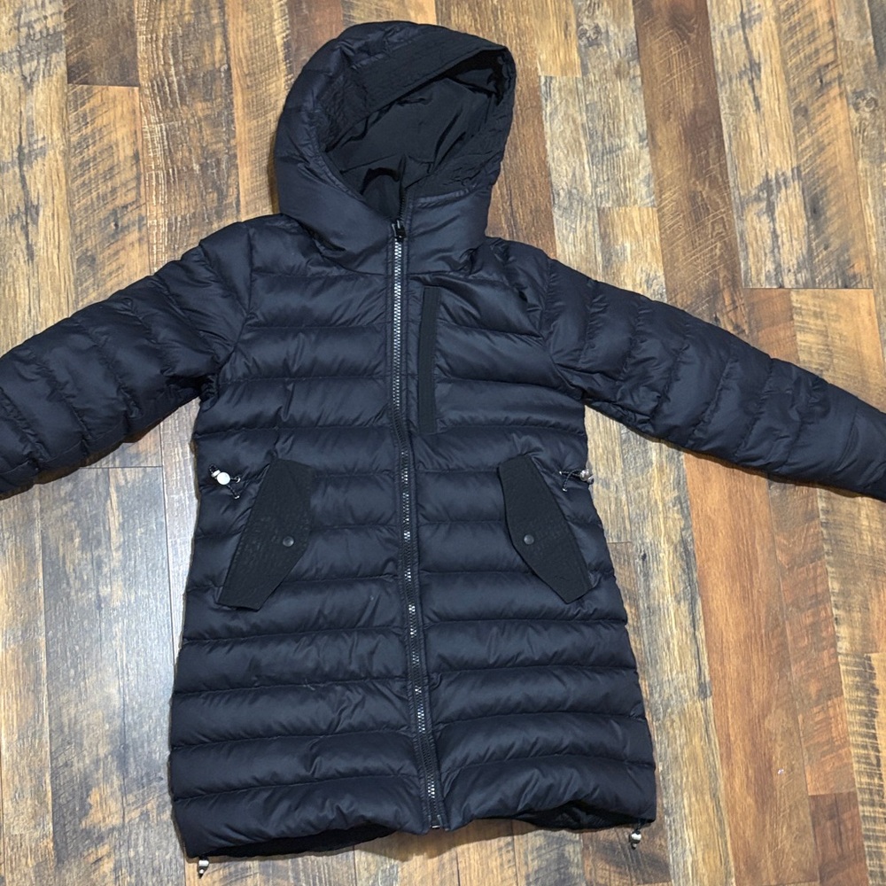Athleta Reversible Black Hooded Puffer Down‎ Jacket